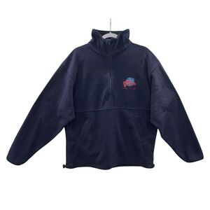 Vintage Planet Hollywood Lake Tahoe Navy Fleece Pullover Quarter Zip Sweater M
